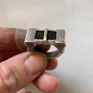 Men&#39;s Sterling Silver Statement Ring, Mens Silver Biker Bronzite Ring, Wedding Ring for men, Biker Rocker Jewelry - LUGDUN ARTISANS