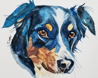 Custom Hand-painted Pet Portrait Watercolor from Photo, Commission Original Painting Dog Cat Gift Mom Dad Memorial Loss Holiday Birthday