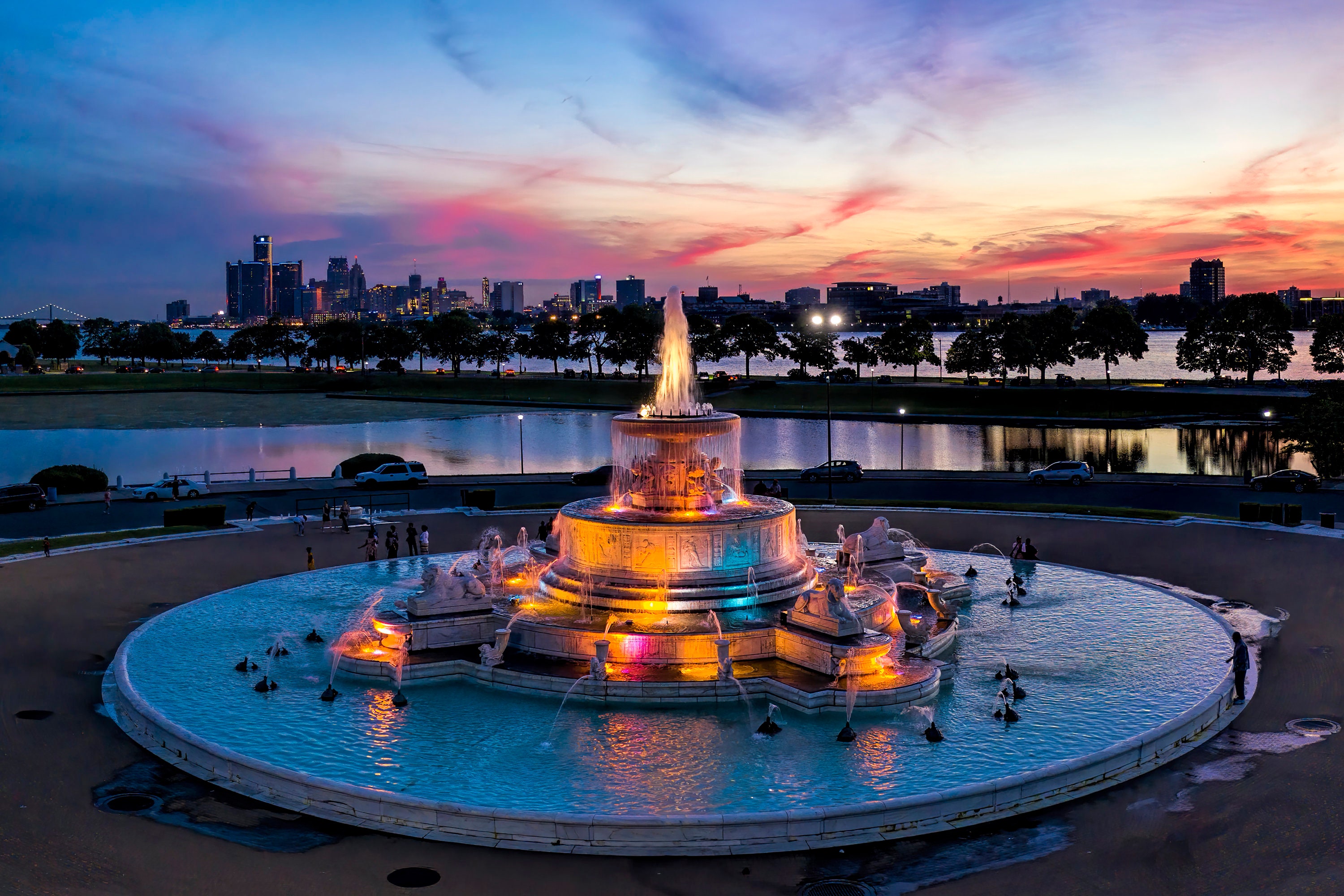 Scott Fountain Photo Belle Isle Fountain Detroit Sunset Etsy