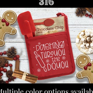 Pocket Potholder, Oven Mitt, Funny Saying, Dashing Through the Dough, Christmas Pot Holder