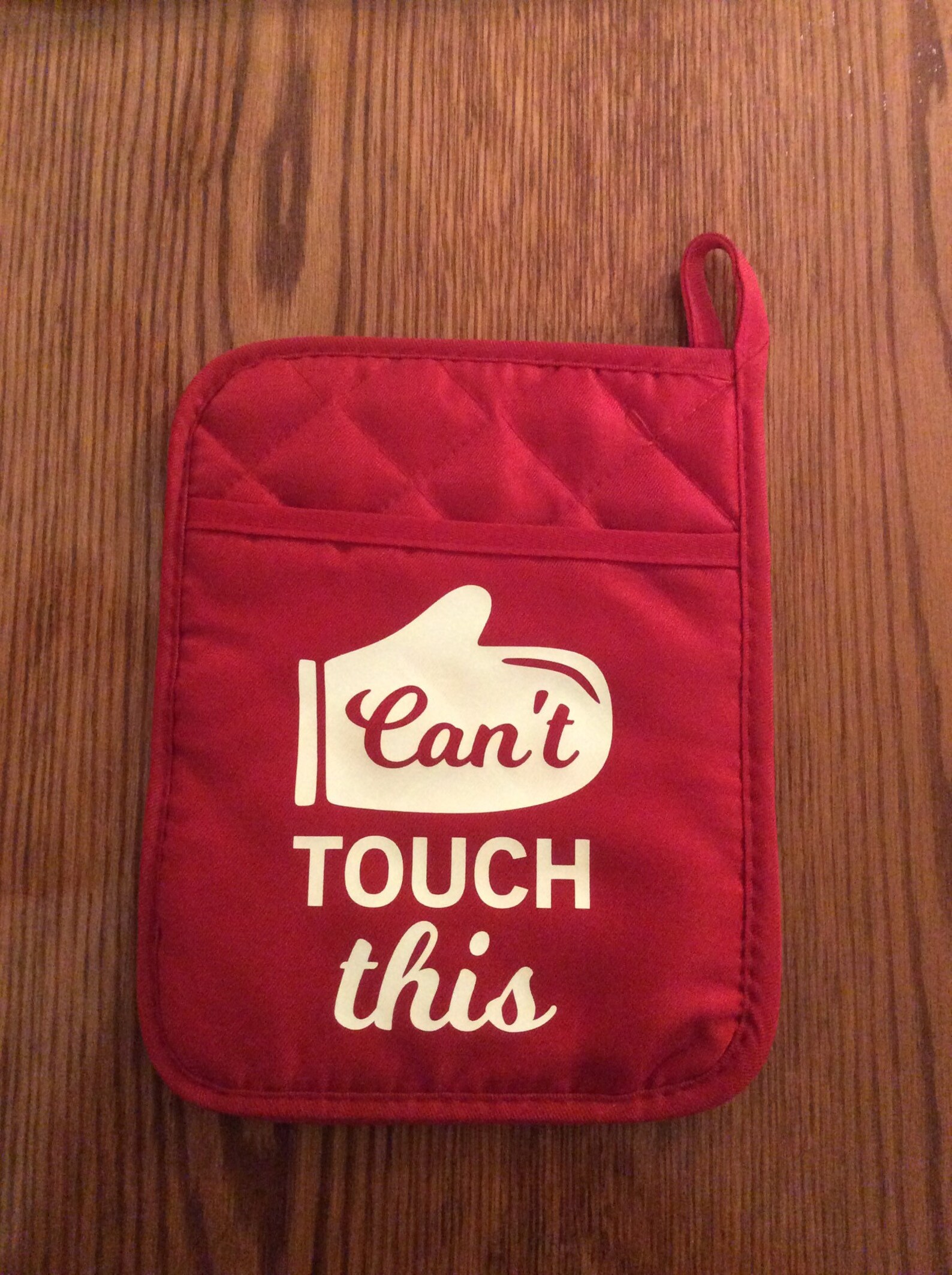 Pocket Potholder Oven Mitt With Funny Saying Kitchen Pun Can't Touch