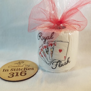 Royal Flush geborduurd toiletpapier grappig pokercadeau nieuwigheid badkamerdecoratie