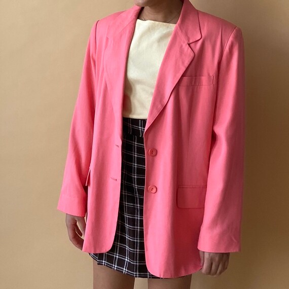 Hot Pink Linen Blazer | Oversized Boxy Blazer