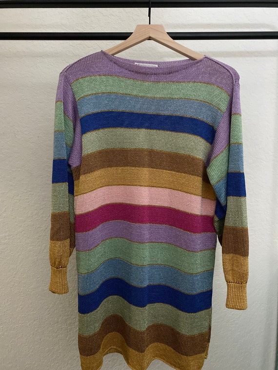 Whenthebeestingsusa Vintage Lurex Multi Color Sweater Dress Size Medium