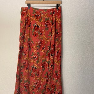 Vintage Floral wrap maxi skirt size medium