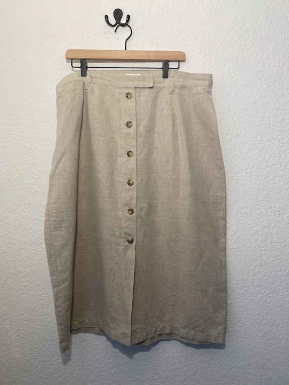 Vintage petite ELISABETH linen midi beige skirt si