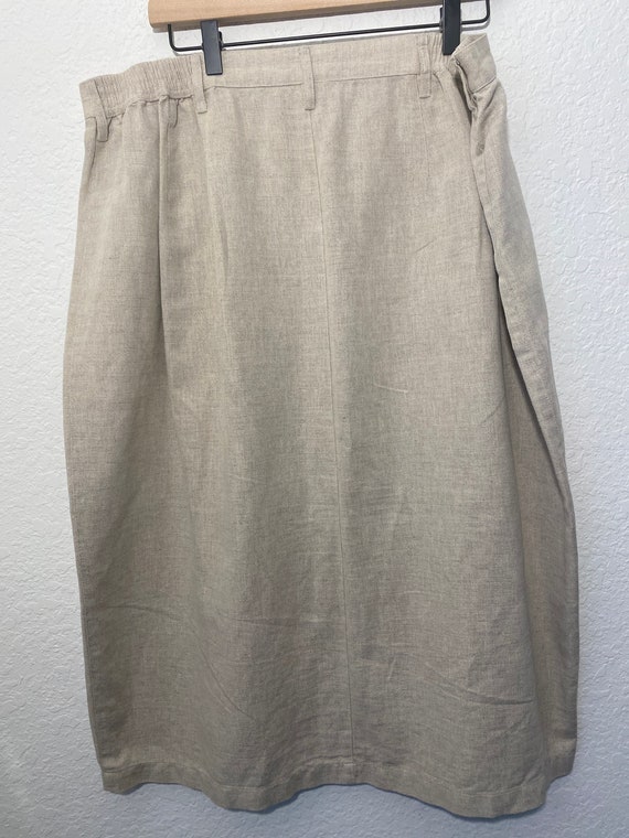Vintage petite ELISABETH linen midi beige skirt s… - image 4