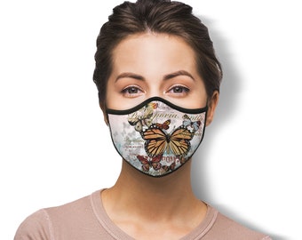 Urban X Soft Vintage Multi Color Butterfly Print Washable and Reusable Face Mask with Adjustable straps (UXM4017)