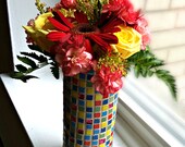 Geometric Vase, Stained Glass Mosaic, Colorful Glass Vase, Mosaic Vase, Bud Vase, Tile Vase, Mosaic Art, Glass Mosaic, Tetris Inspired Art