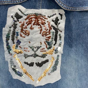 Tiger Water Soluble Patch, embroidery pattern, Martín Embroider, water soluble fabric, sequins