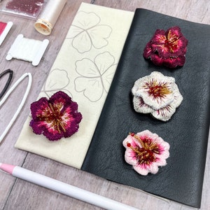 Flowers in Stumpwork Embroidery kit, online class, embroidery kit, diy embroidery, brooch, Goldwork, online class, Martin embroiderer