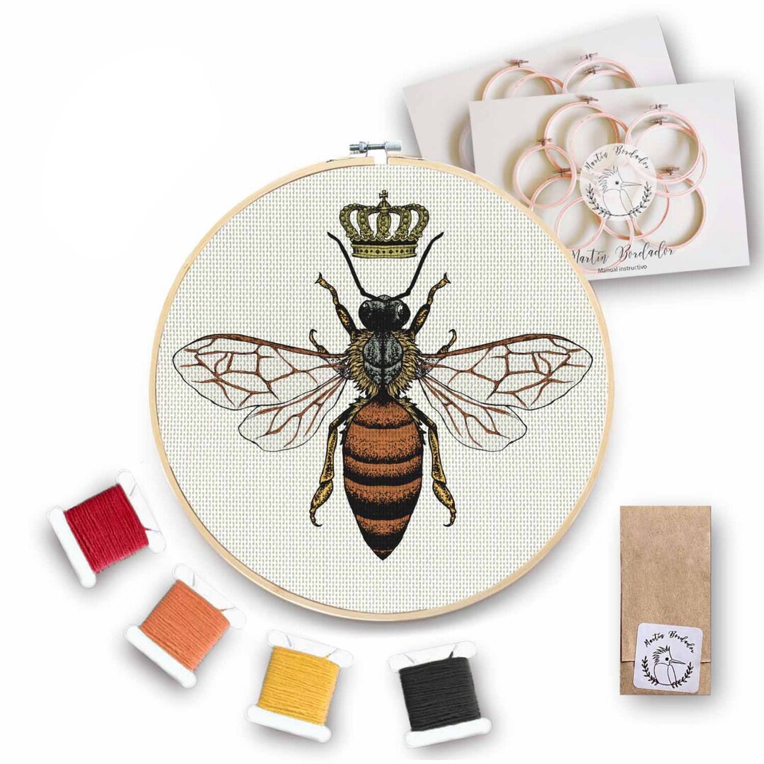 Queen Bee Embroidery Kit, Embroidery Kit, Bee Pattern, Embroidery Tools