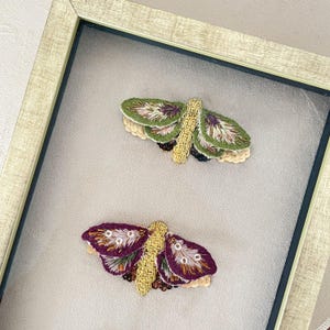 蝶3匹セット 刺繍キット、オンラインクラス、スタンプワーク、手刺繍、蝶の刺繍、金細工