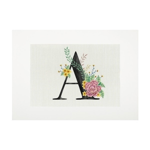 Letters embroidery pattern, initial letters, capital letters, embroidery pattern, letter and flowers, lettering, embroidery beginner