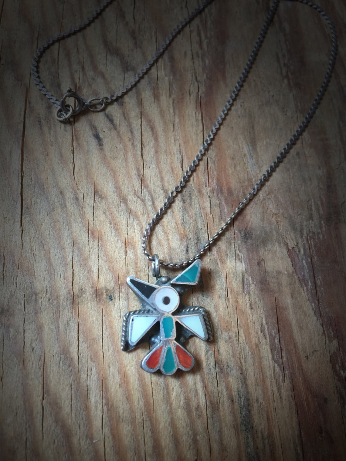 Vintage Zuni Thunderbird Necklace Etsy UK