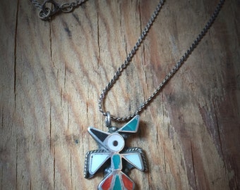 Vintage Zuni Thunderbird Necklace