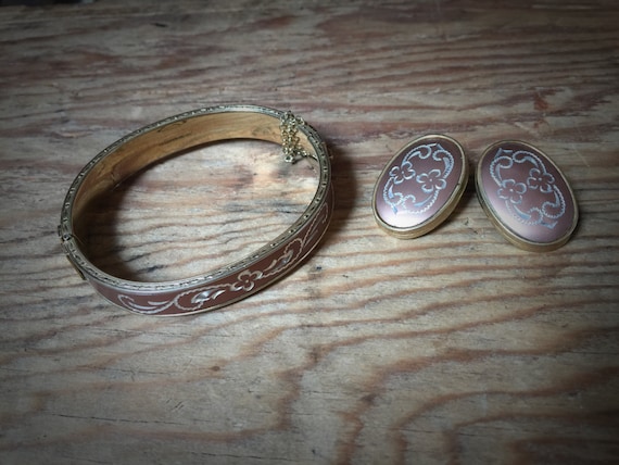 Vintage Whiting and Davis Bracelet and Clip set - image 1