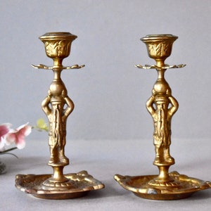 Vintage Set Of Two Bronze Candlestick Holders Vintage Fireplaces Candlestick Holders Home Decor Antique Decor