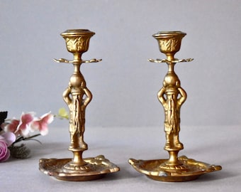 Vintage Set Of Two Bronze Candlestick Holders Vintage Fireplaces Candlestick Holders Home Decor Antique Decor