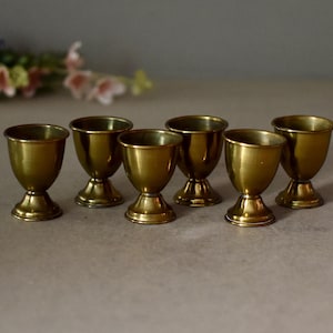 Vintage Brass Six  Egg Cups Retro Egg Holder Table Decor
