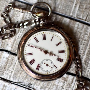 Antiek Zwitsers zakhorloge sterlingzilver verzamelhorloge sterlingzilveren ketting