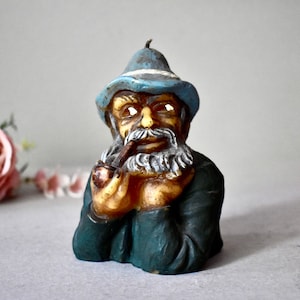 Vintage Candle Figurine Old Man With The Pipe Collectable Figurine Home Decor Rustic Decor Men’s Gift
