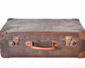 Antique Suitcase Brown Leather Antique Decor Retro Decor