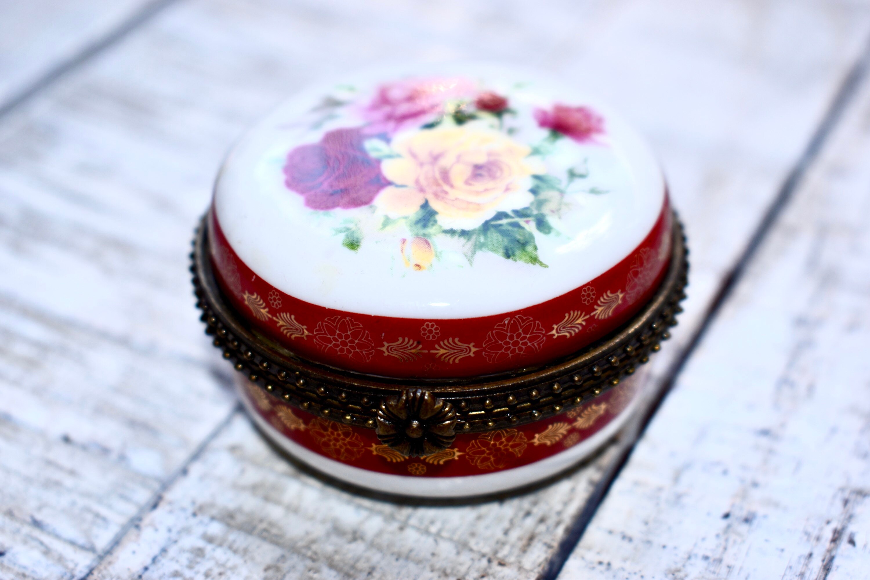 Collectible Jewelry Box - Porcelain and Brass - Etsy