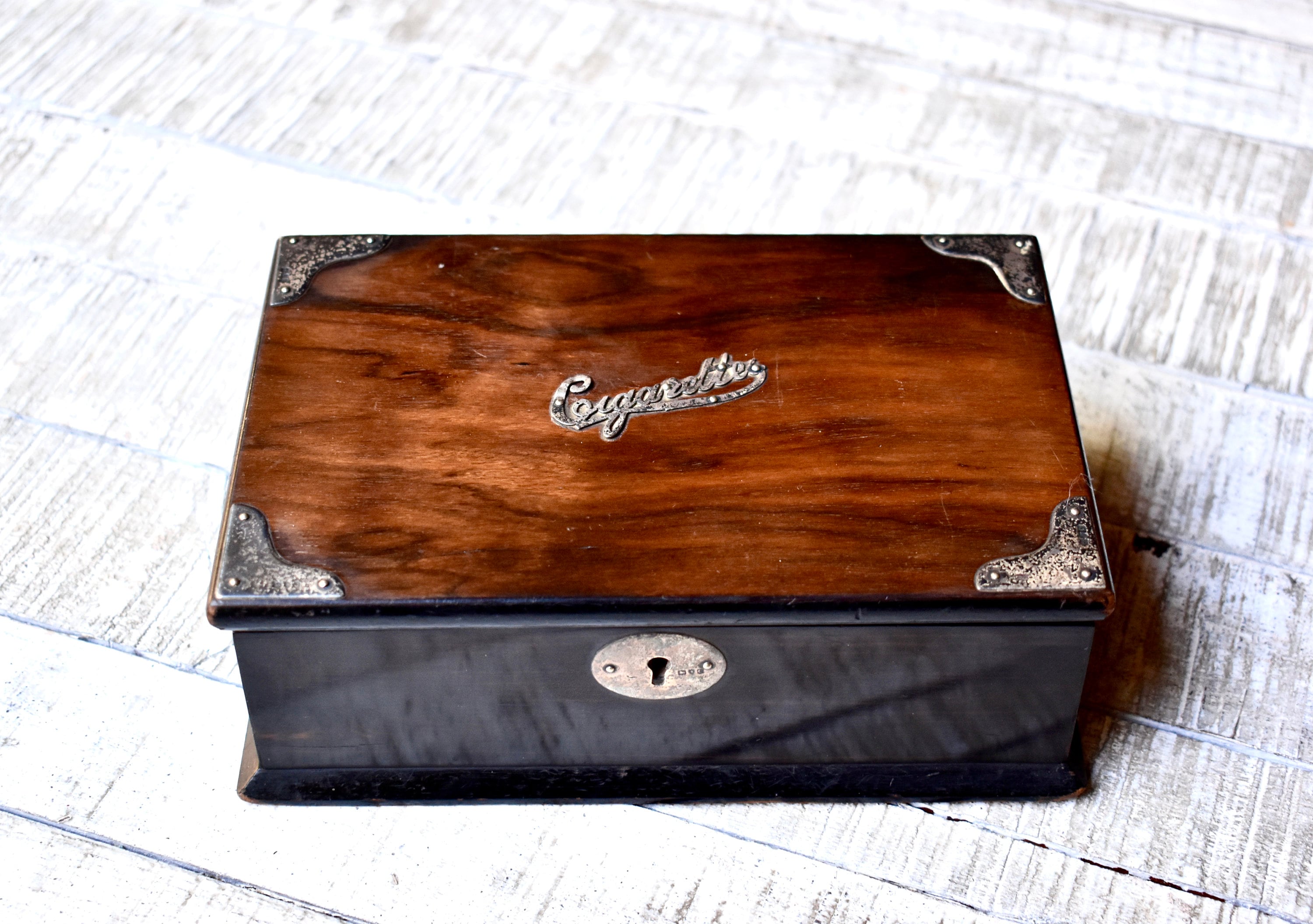 antique wooden cigarette box Antique Wooden Cigarette Box Silver Antique Gift Tobacco Box