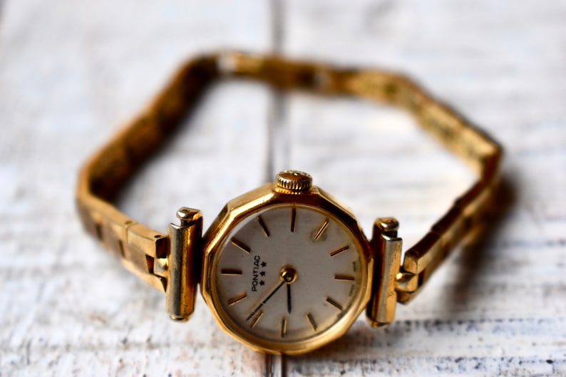 Antique Swiss Ladies Watch Wrist Women - Pontiac Watch Gilded Art Deco Women's Watch image 2