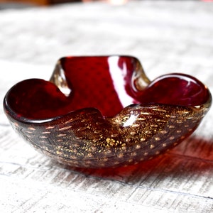 Vintage Red Glass Murano Ashtray Mandruzzato Design Colorful Glass Ashtray