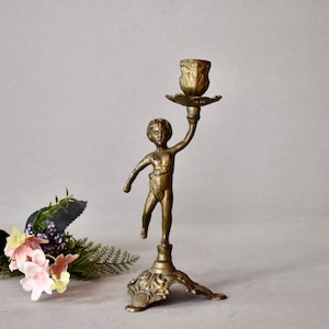 Vintage Bronze Candlestick Holder Home Decor Rustic Decor Messing Candle Holder Barque Decor