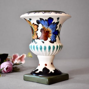 Antique Ceramic Gouda Vases Home Decor Royal Christiana Koninklijk Hand Crafted Holland Ceramic Table Decor