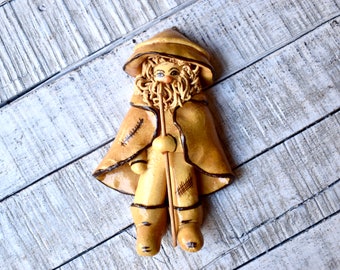Vintage Ceramic Figurine Villages Boy Home Decor Wall Decor Rustic Decor