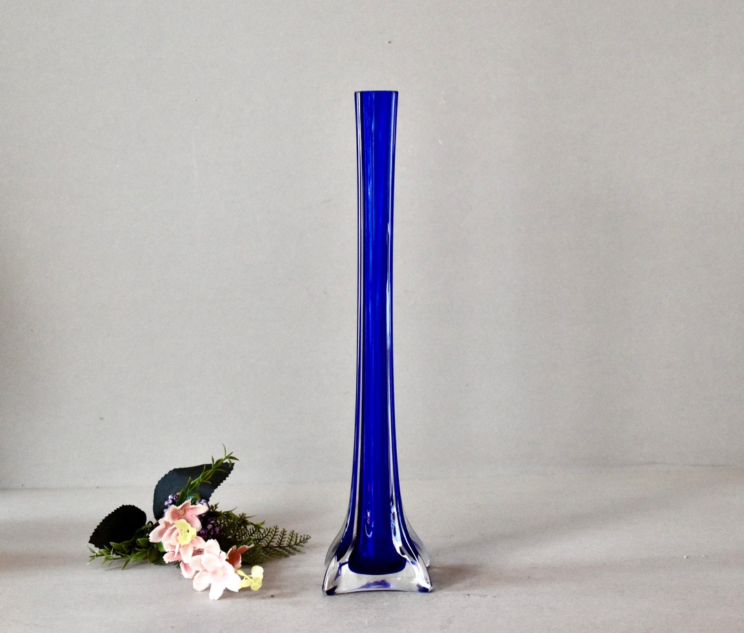 Vintage Vases Cobalt Blue Glass Vases Retro Decor Home Decor Studio Art