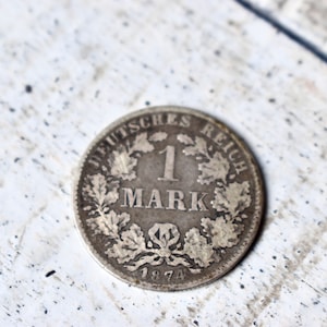 Antique Deutsches Reich 1 Mark 1874 Silver Coin Mark