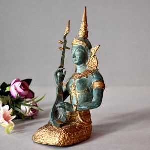 Antiek Thais beeldje Boeddha verguld bronzen standbeeld Boeddha antiek cadeau woondecoratie Siam bronzen beeldje collectie beeldje