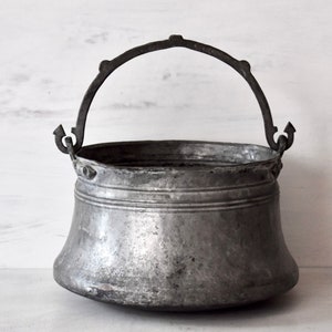 Antique Ethnographic Big Copper Pot Bulgarian Traditional Hand Hammered Copper Rustic Decor Home Decor