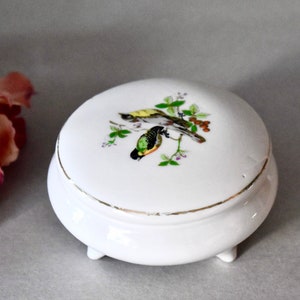 Vintage porseleinen sieradendoosje Snuisterijdoosje cadeau dames vogel geschilderd