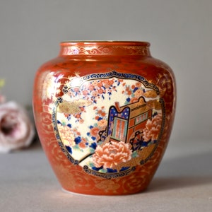 Vintage Japanese Kutani  Porcelain Vase Home Decor  Table Decor Gilded Vases