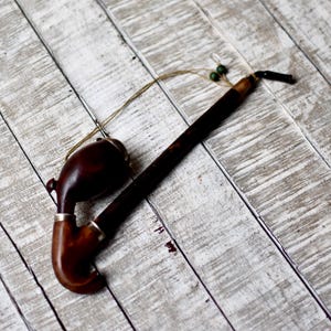 Antique France Long Pipe Bone Collectable Hunting Wooden Pipe