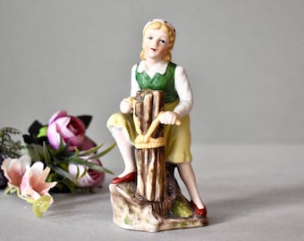 Vintage Porcelain Figurine Young Lady Vintage Biscuit Porcelain Figure Home Decor Vintage Decor Hand Painted  Collection Gift