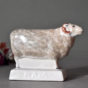 Vintage Ceramic Ram Rye Pottery England Becara Design Figurine Collectable Figurine