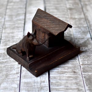 Antique Wooden Inkwell Black Forest Dog Inkwell Collectors Inkwell