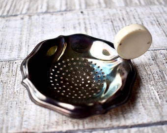 Vintage Silver Plated Tea Strainer Baroque Tea Set Home Decor Collectable Tea Strainer