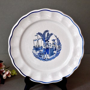Vintage Porcelain Plate Home Decor Vintage Wall Decor Collectable Plate Blue Porcelain