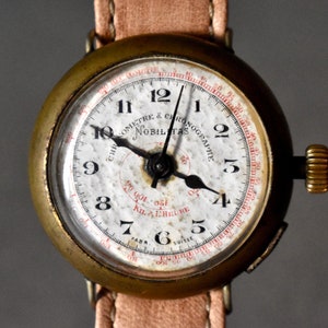 Orologio da polso antico da pilota militare Nobilitas Chronometre, orologio da pilota della prima guerra mondiale