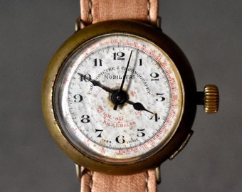 Antique Military Pilot Wrist Watch Nobilitas Chronometre WW1 Pilots Watch