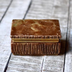 Vintage Alabaster  Jewelry Box Trinket Box Vintage Gift  Italian  Hand Carved Alabaster