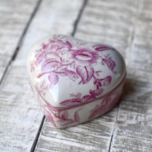 Vintage porseleinen sieradendoosje hart Snuisterijdoosje dames cadeau bloemen geverfd